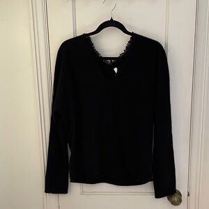 Vince Black Double V-Neck Sweater